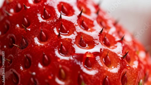 Fresh strawberry macro texture with water droplets