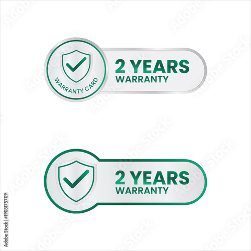2 Years Warranty Badge Vector Design with Shield Icon