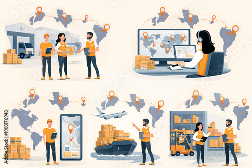 Digital marketing and e-commerce business finance icon set illustration