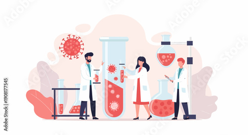 Medical Professionals Examining Virus Samples Laboratory.