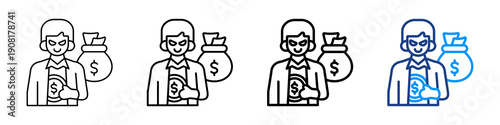 Embezzlement Icon Different Style Outline Collection Set.