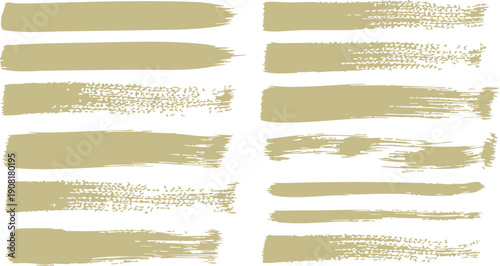 Brush paint stroke set. Black china ink stripe vector straight line hand-drawn brushstrokes. Thick grunge texture. Chinese and Japanese calligraphy marks, abstract frames