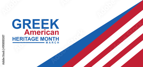 Greek American Heritage Month Greek blue color, celebrate in March. Culture month, Poster, card, banner, template illustration