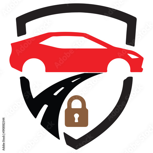 Auto Insurance Protection Silhouette Icon in Minimal Vector Style