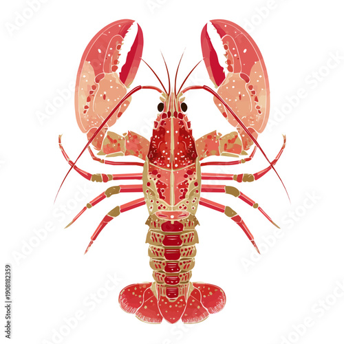 Minimalist 2D vector icon representation of a Lobster Thermidor, displayed on a pure white background