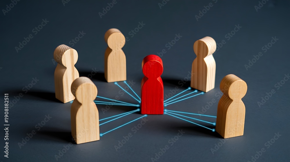 Obraz premium Leadership influence and team communication network concept 