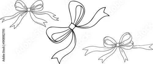 Vintage oval ribbon frames and borders set. Wavy whimsical wedding invitation cards decor, romantic valentine frames with bows, coquette vector design