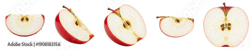 a set collection of the apple slice isolated on white background PNG file,,.