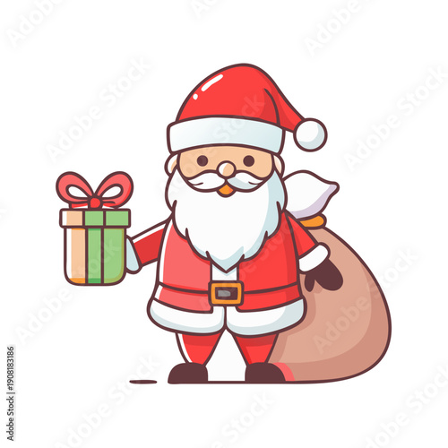 - a fairy-tale Santa with a large bag of gifts in colorful clothes