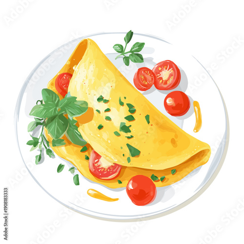 2D flat vector graphic of a Omelette in icon style, isolated on white background