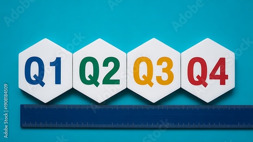 Business quarterly planning concept with q1 q2 q3 q4 blocks
