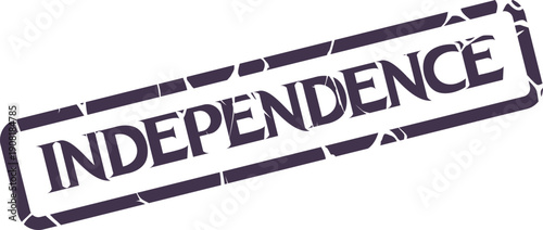 Grungy purple rectangular stamp displaying the powerful word INDEPENDENCE in a vintage font