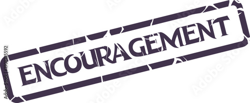 Authentic distressed purple rubber stamp with the word encouragement for motivational messaging