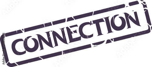 A symbolic purple connection stamp with a grunge texture, representing community and strong relationships