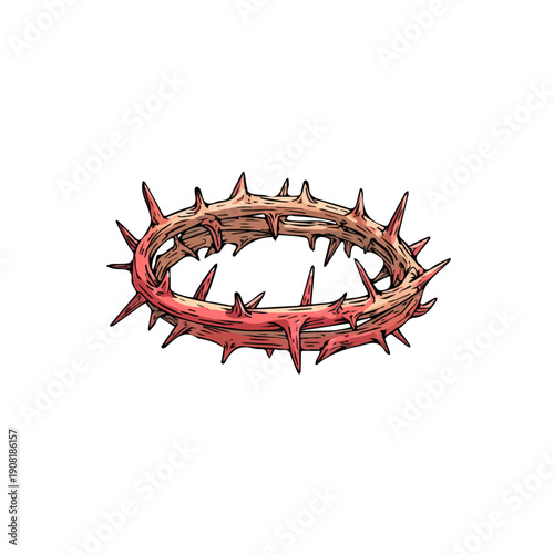 Foto Flat 2D Crown Of Thorns vector illustration, icon graphic on white background