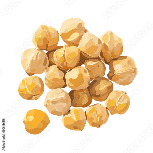 Flat 2D Chickpeas vector illustration, icon graphic on white background