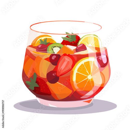Simple flat 2D vector graphic of a Fruit Punch in modern icon style, isolated on a white canvas