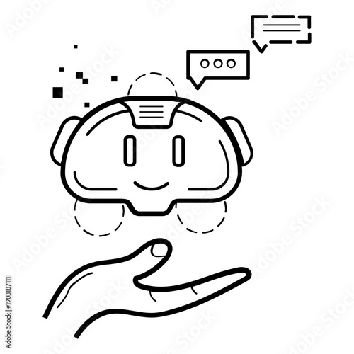 personal ai chatbot assistant concept, automated customer support bot vector icon design, customer care support stock illustration
