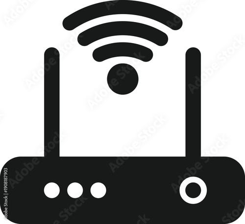 Wireless Router Icon Vector – Wi-Fi Connectivity Symbol
