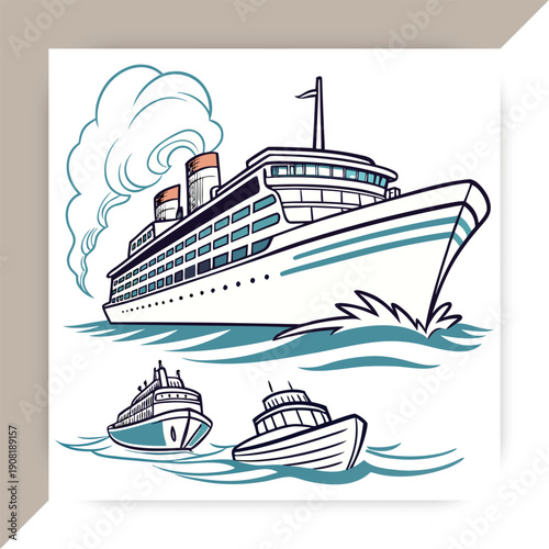 Cruise Ship and Sailboat Nautical Set,Ocean Travel and Marine Transport Vector Illustration,Cruise Ship vector,Cruise Ship design,Cruise Ship concept, Cruise Ship post,Cruise Ship cartoon,Cruise Ship 