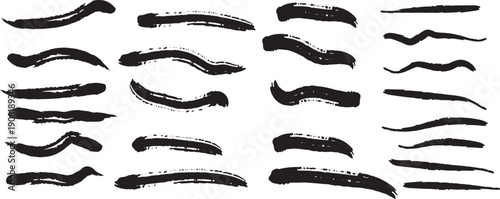 Dynamic Ink Brush Stroke Shapes Grunge Vector Set