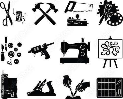 set of icons of tools