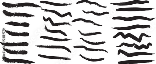 Expressive Ink Brush Stroke Grunge Texture Vector Set