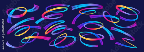 Rainbow gradient wave ribbons flowing in dynamic patterns. Colorful abstract ...