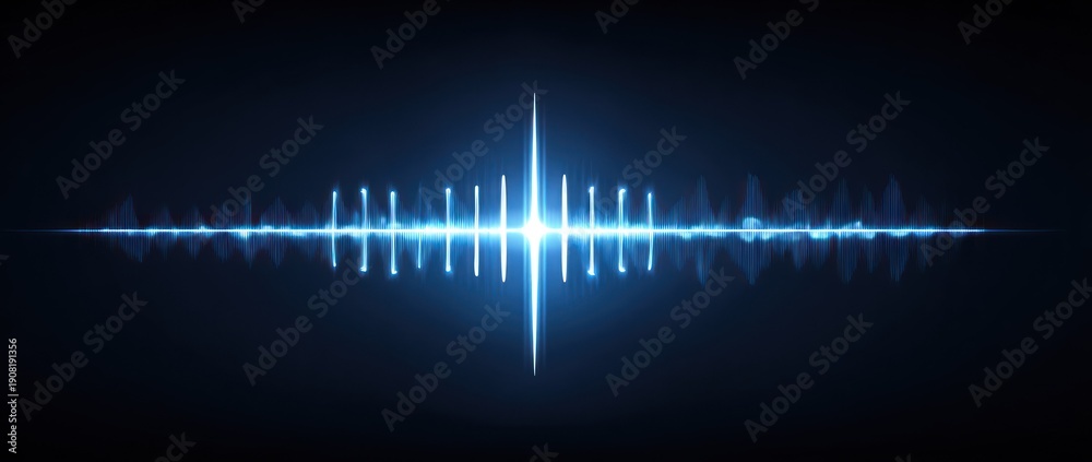 Obraz premium Abstract illustration of a glowing blue light wave on a dark background