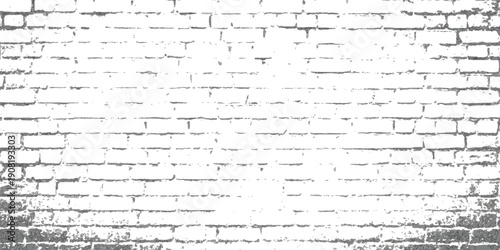 A high-contrast, distressed brick wall texture in black and white with fading details