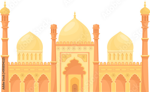 Islamic mosque cartoon icon. Arabic old palace
