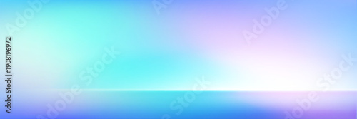 Blue purple neon studio space, gradient abstract background with glowing floor, vector illustration. Modern showroom with vibrant tech lighting and perspective, empty scene for product display.