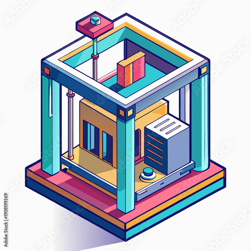Isometric 3D Printer Architectural Illustration