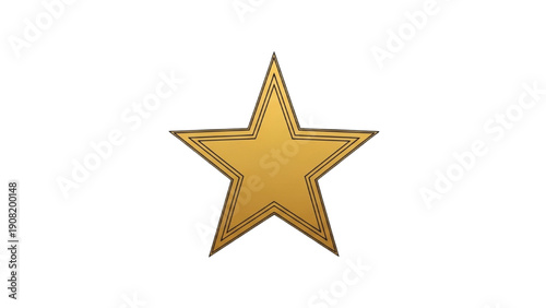 Golden star icon illustration isolated on a plain background viewed from directly above with no distractions
