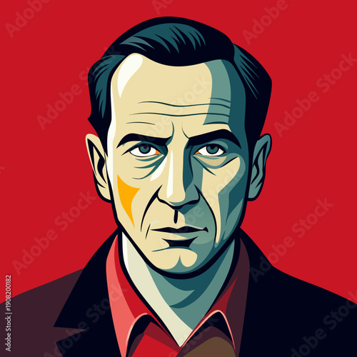 Vintage Pop Art Portrait of a Serious Man