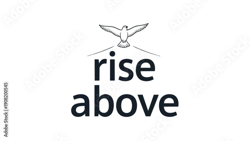 Symbolic white dove gracefully ascending majestically over inspiring text, representing freedom, peace, and overcoming challenges with determination.