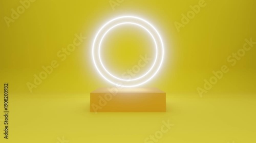White Neon Light Product Background, Yellow Color, 4K Video Looping