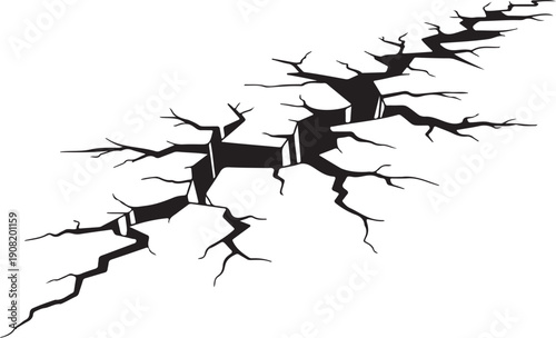 Dramatic 3D Split Fissure Icon for Catastrophic Failure and Disaster