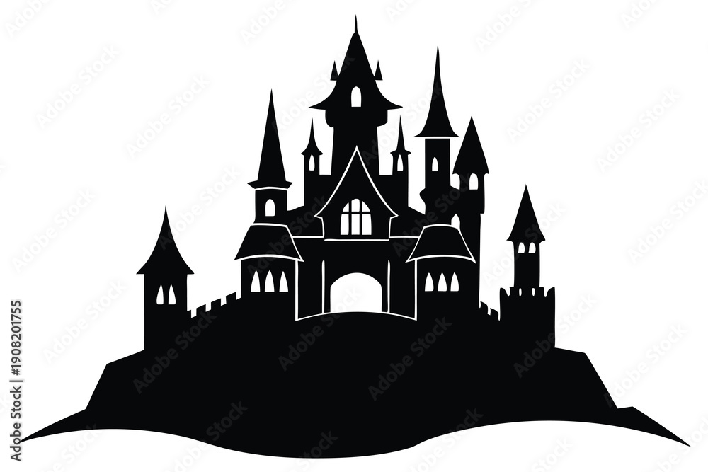Obraz premium Castle vector silhouette Single collection 