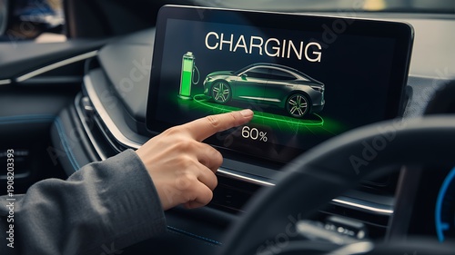 Electric car charging dashboard with battery status
