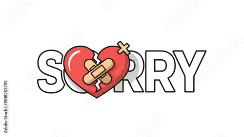 An illustrative graphic depicting a mending heart within the word 'SORRY', symbolizing a sincere apology and the hopeful journey toward emotional