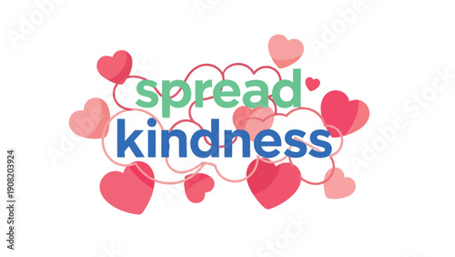 Promoting global empathy through a colorful visual message advocating for widespread compassionate acts and fostering deeper human understanding and