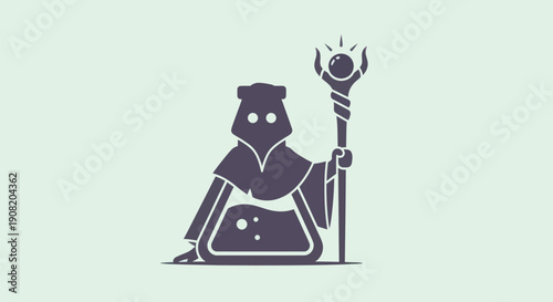 Mystical figure with staff and potion