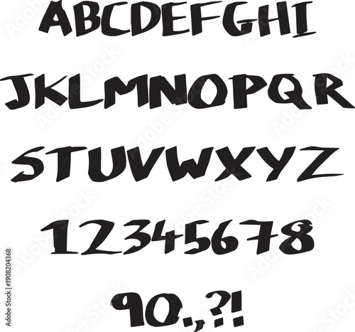 Marker Pen handwritten sketch typography font lettering ABC cartoon vector text