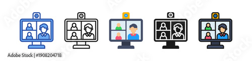Virtual Meeting Icon Multi Style Illustration