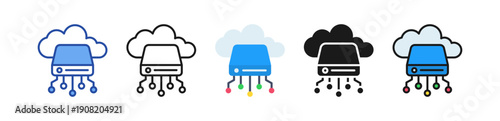 Cloud Storage Icon Multi Style Illustration