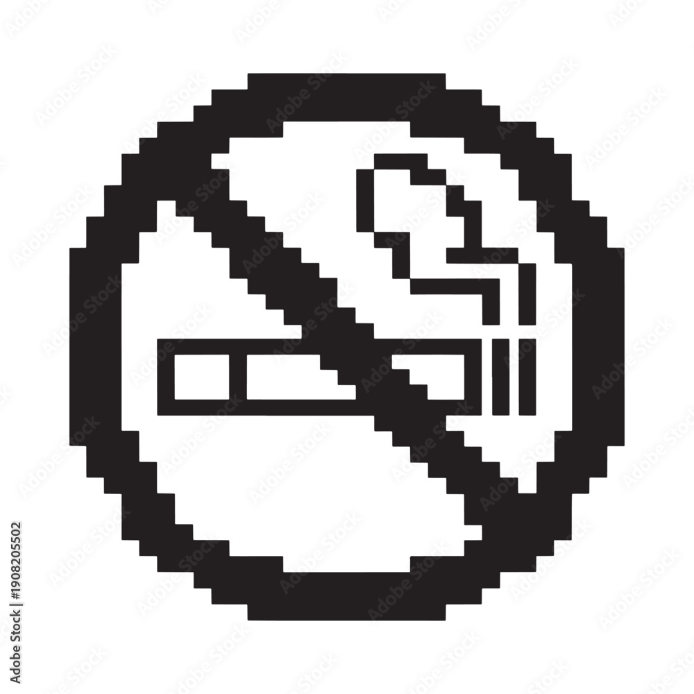Fototapeta premium Black and white no smoking sign depicting a cigarette with a line