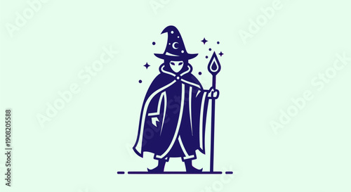 Mystical wizard illustration in blue