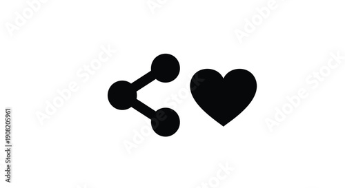 Simple icons depicting sharing and love on a white background