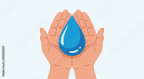 Celebrating World Water Day with Hands Holding a Single Drop of Water